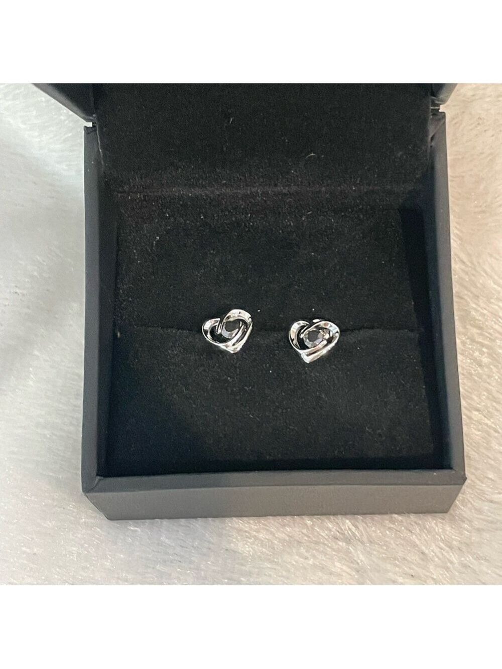 Heart shaped with black Moissanite 0.3ct earrings